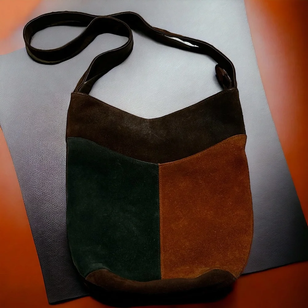 Sonoma genuine leather/suede multi colored boho bucket bag